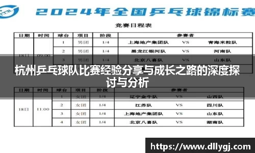 杭州乒乓球队比赛经验分享与成长之路的深度探讨与分析